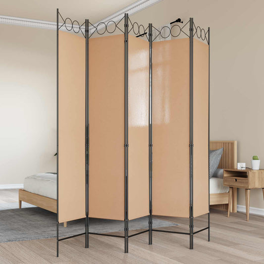 5-panel romdeler Beige 200 x 200 cm Stoff