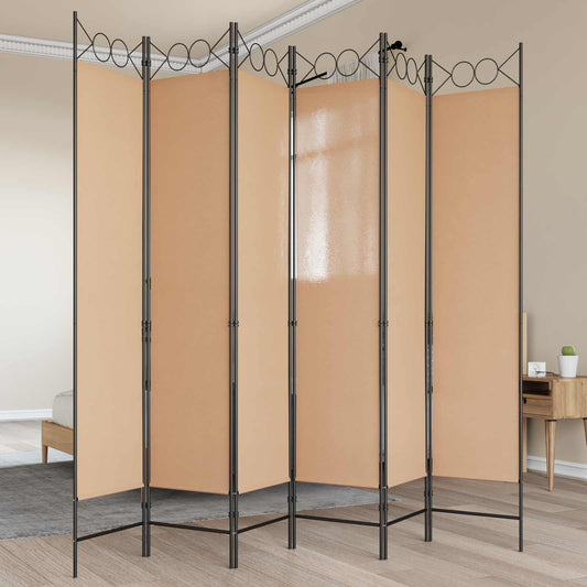 6-Panels Romdeler Beige 240 x 200 cm Stoff