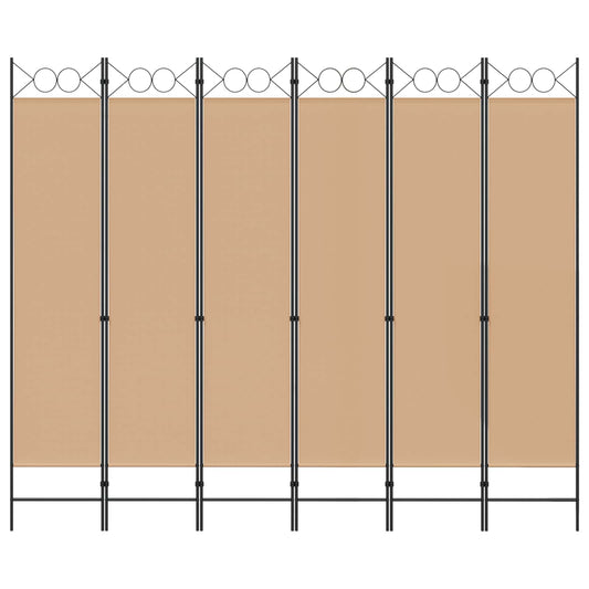 6-Panels Romdeler Beige 240 x 200 cm Stoff