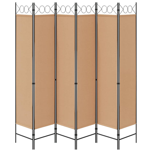 6-Panels Romdeler Beige 240 x 200 cm Stoff
