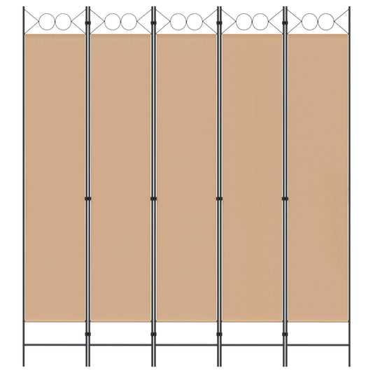 5-panel romdeler Beige 200 x 220 cm Stoff