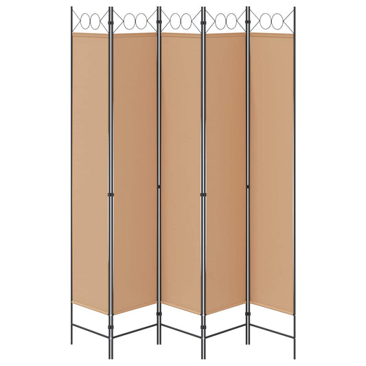5-panel romdeler Beige 200 x 220 cm Stoff