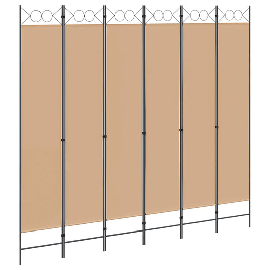 6-Panels Romdeler Beige 240 x 220 cm Stoff