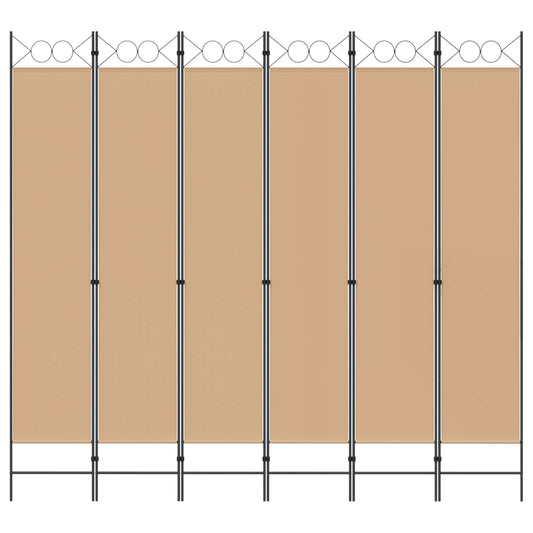 6-Panels Romdeler Beige 240 x 220 cm Stoff