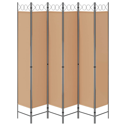 6-Panels Romdeler Beige 240 x 220 cm Stoff