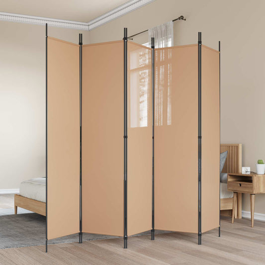 5-panel romdeler Beige 250 x 200 cm Stoff