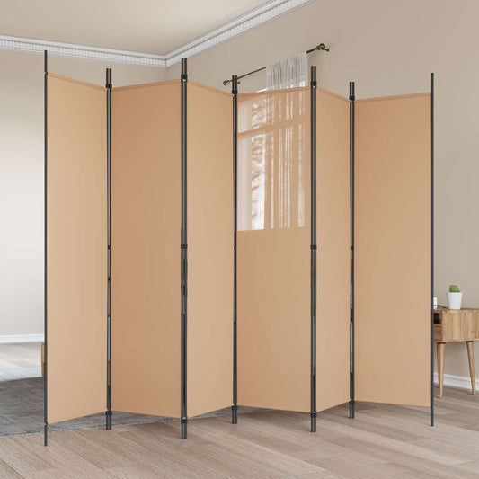 6-Panels Romdeler Beige 300 x 200 cm Stoff
