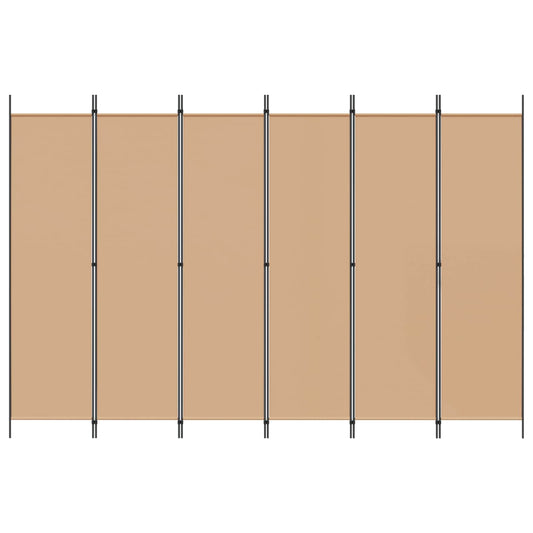 6-Panels Romdeler Beige 300 x 200 cm Stoff