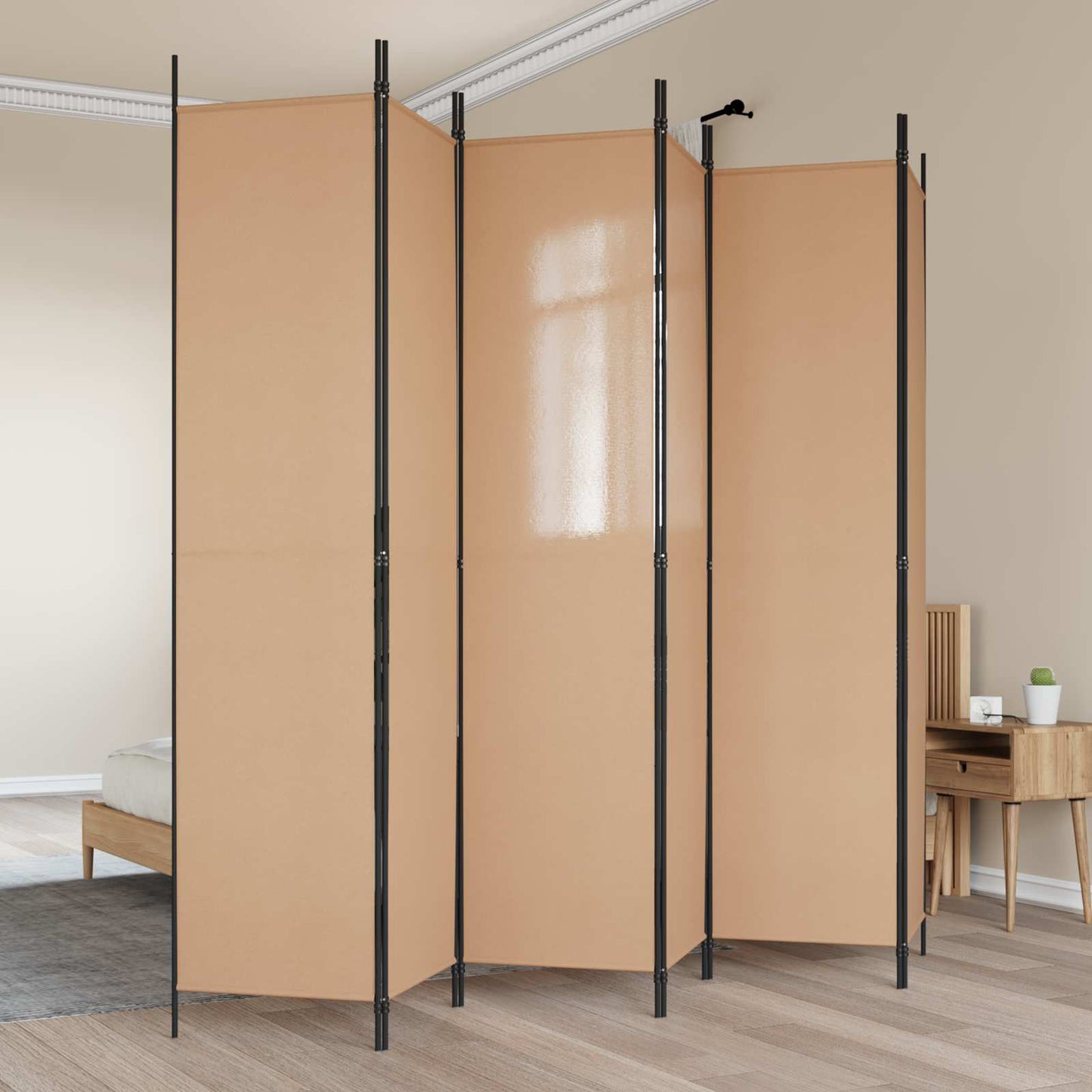 6-Panels Romdeler Beige 300 x 220 cm Stoff
