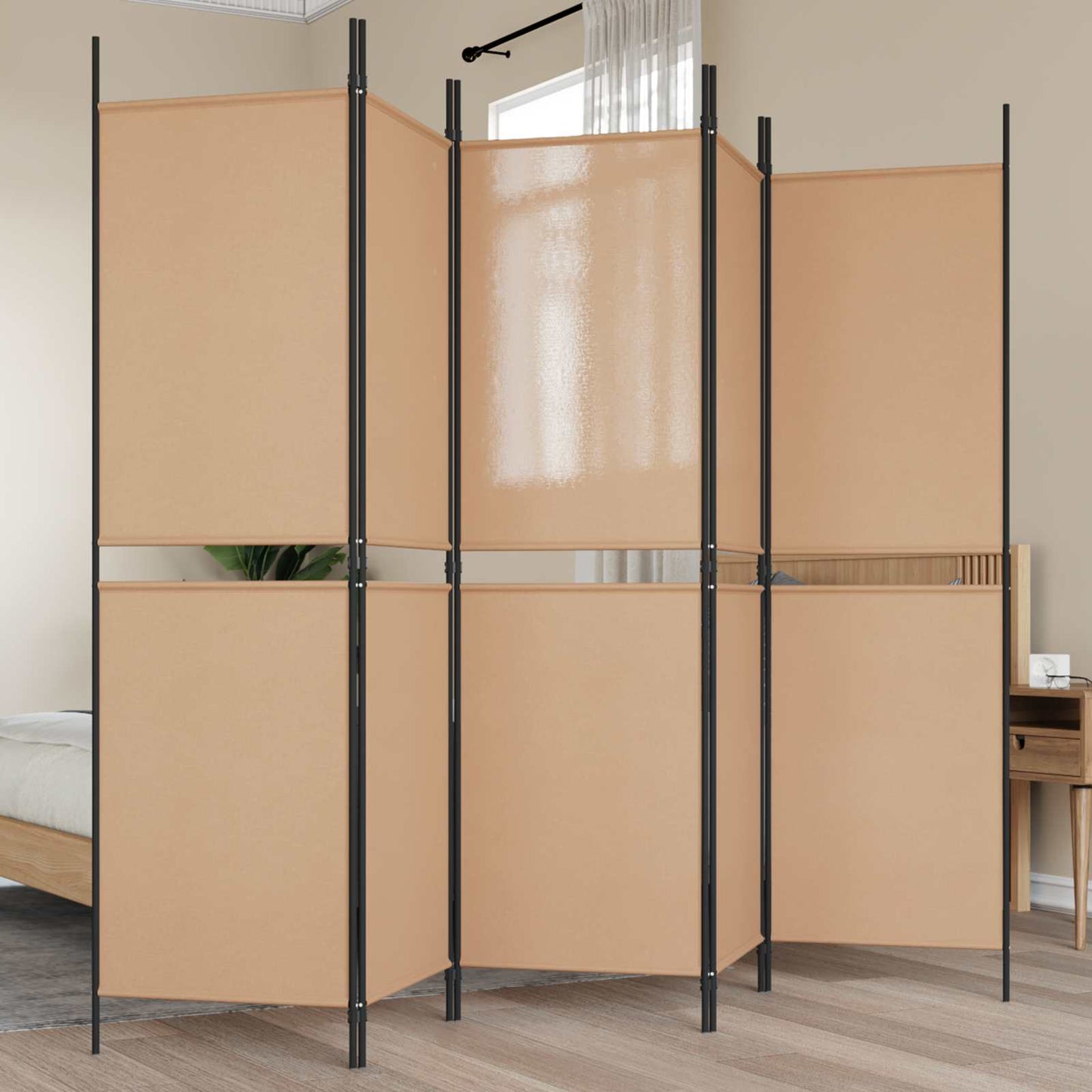 5-panel romdeler Beige 250 x 180 cm Stoff