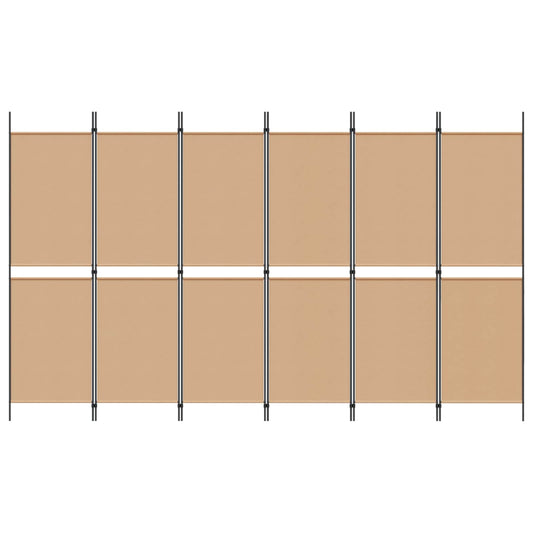 6-Panels Romdeler Beige 300 x 180 cm Stoff
