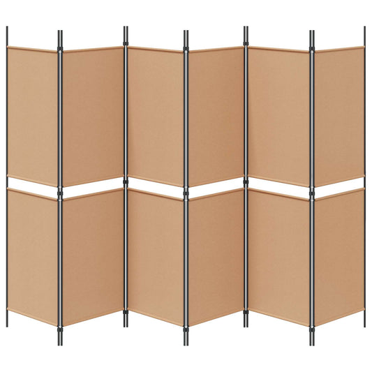 6-Panels Romdeler Beige 300 x 180 cm Stoff