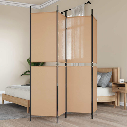 4-panel romdeler Beige 200 x 200 cm Stoff