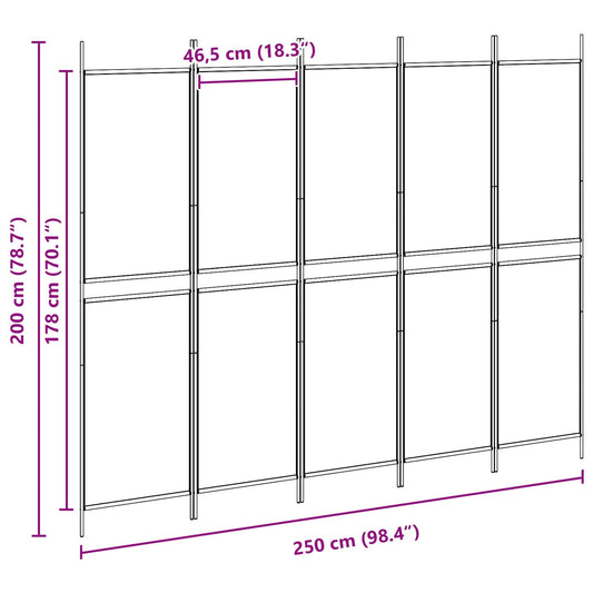 5-panel romskille Beige 250 x 200 cm Stoff