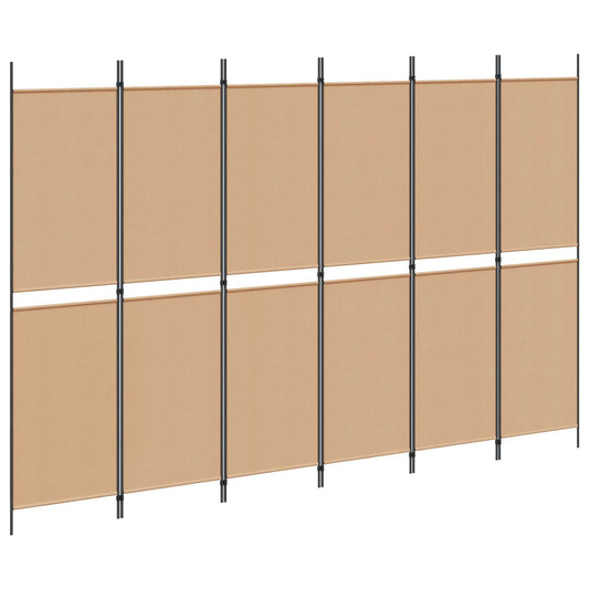 6-Panels Romdeler Beige 300 x 200 cm Stoff
