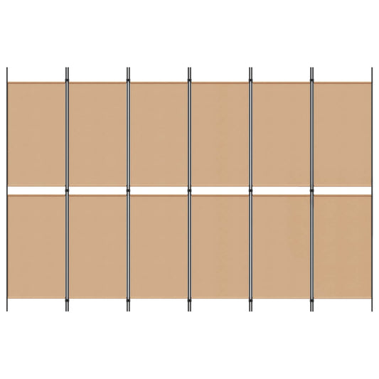 6-Panels Romdeler Beige 300 x 200 cm Stoff