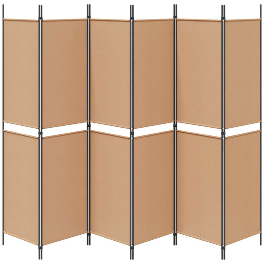 6-Panels Romdeler Beige 300 x 200 cm Stoff