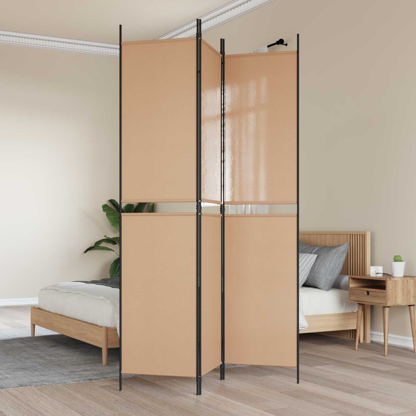 3-panel romdeler Beige 150 x 220 cm Stoff