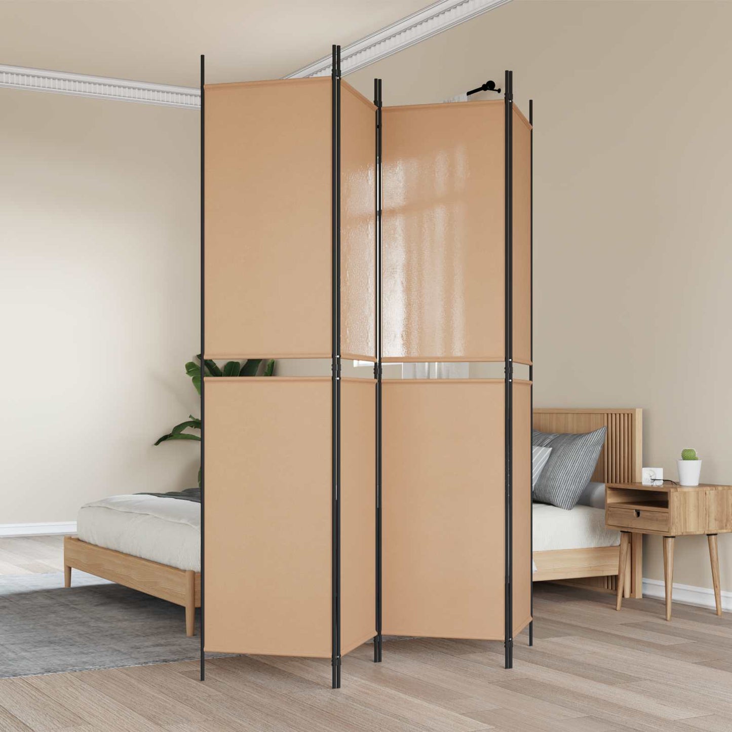 4-panel romdeler Beige 200 x 220 cm Stoff