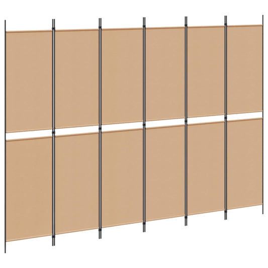 6-Panels Romdeler Beige 300 x 220 cm Stoff