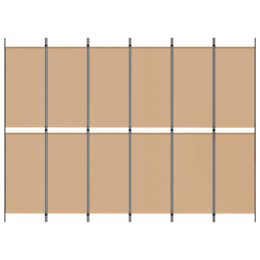 6-Panels Romdeler Beige 300 x 220 cm Stoff
