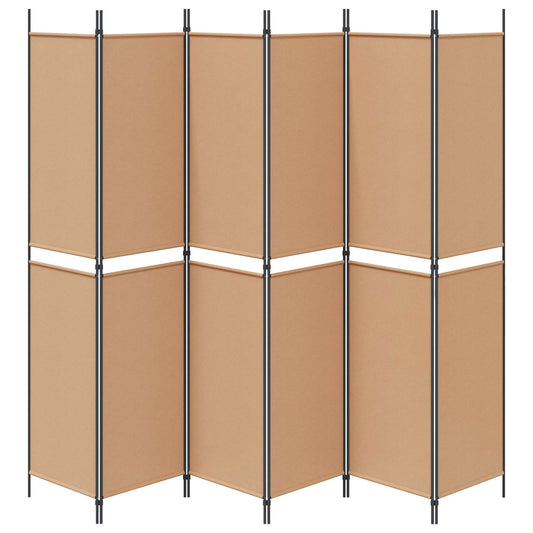 6-Panels Romdeler Beige 300 x 220 cm Stoff