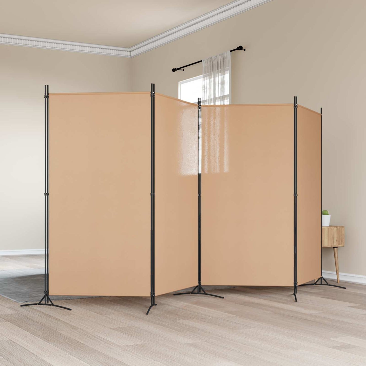 4-panel romdeler Beige 346 x 180 cm Stoff