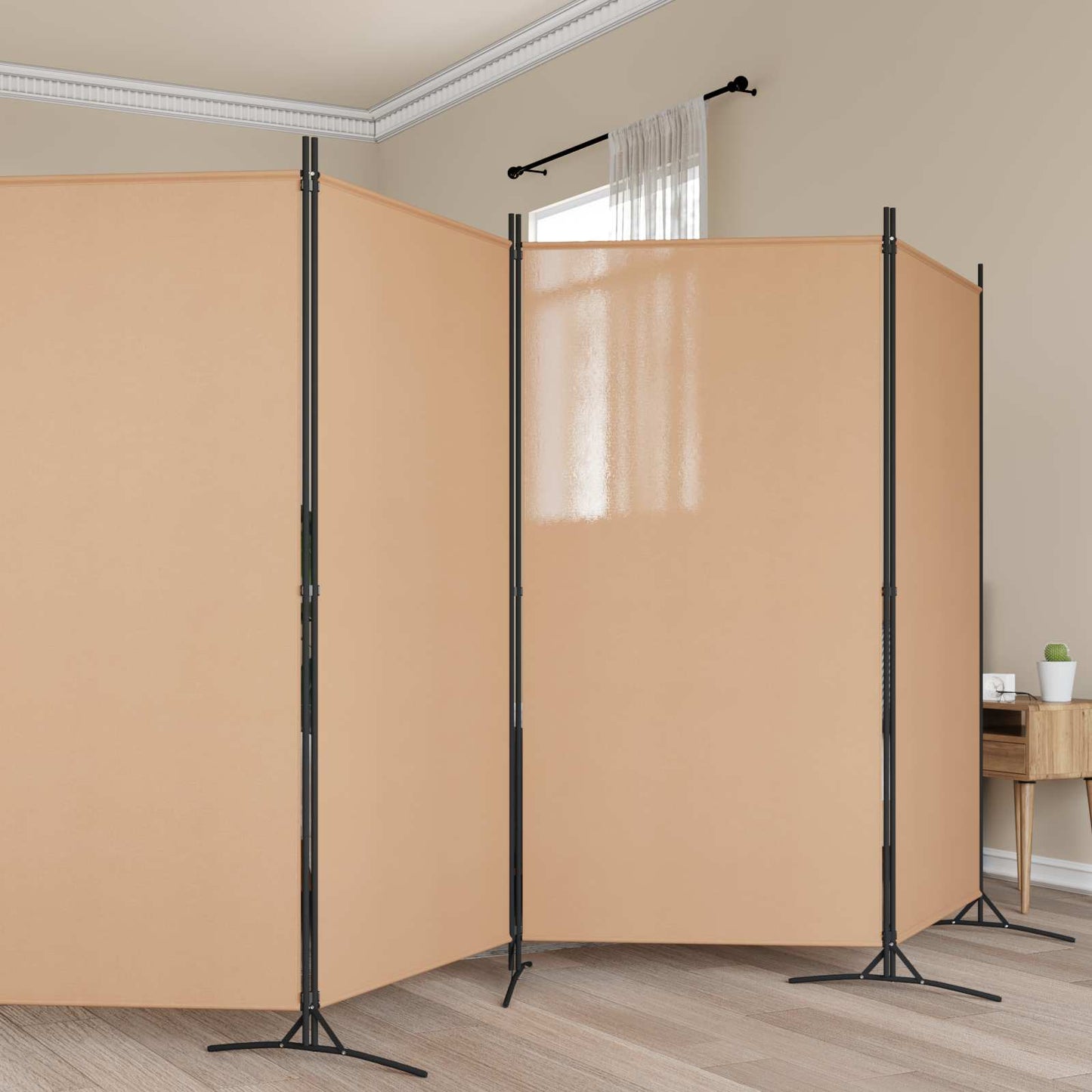 5-panel romdeler Beige 433 x 180 cm Stoff