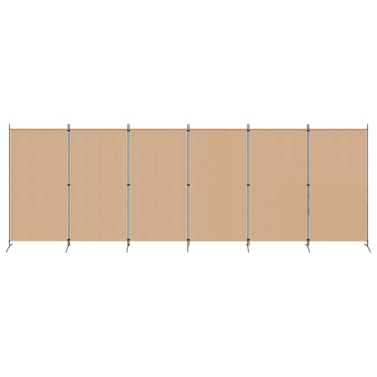 6-Panels Romdeler Beige 520 x 180 cm Stoff