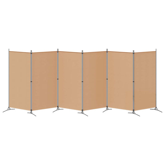 6-Panels Romdeler Beige 520 x 180 cm Stoff