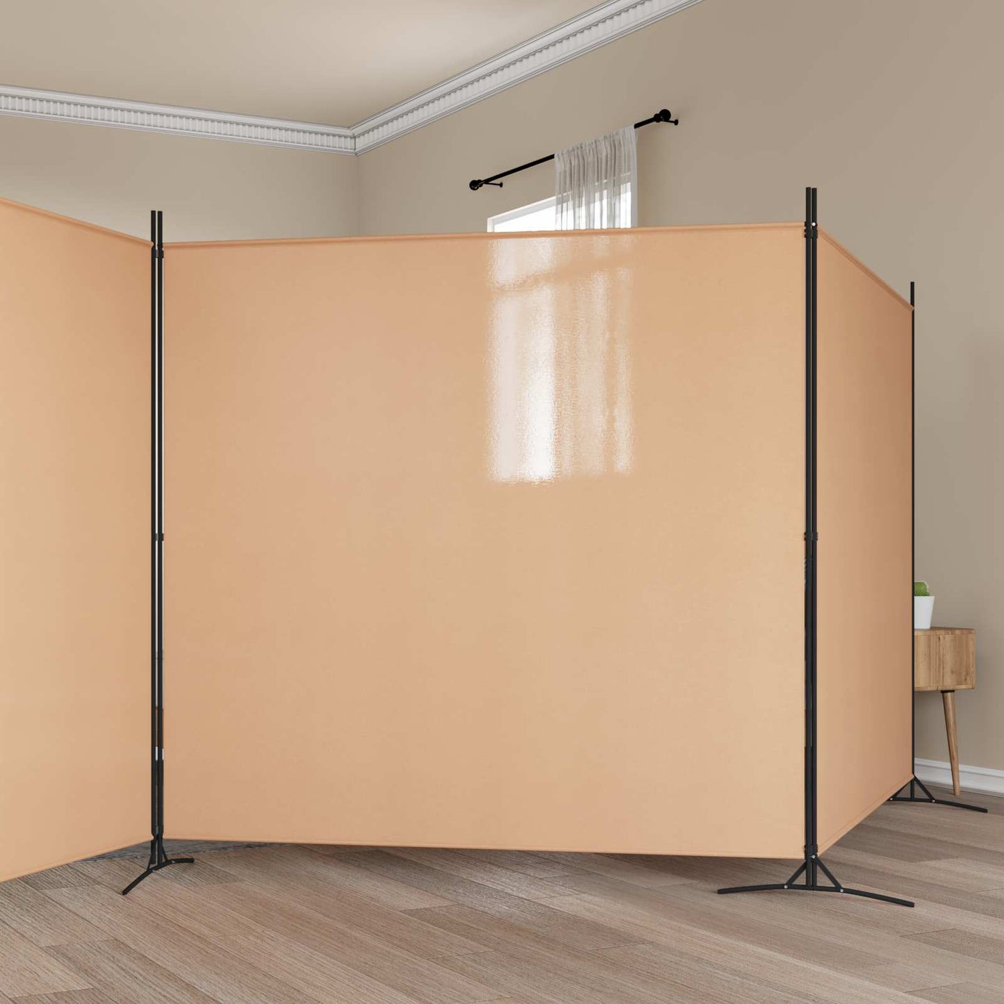 4-panel romdeler Beige 698 x 180 cm Stoff