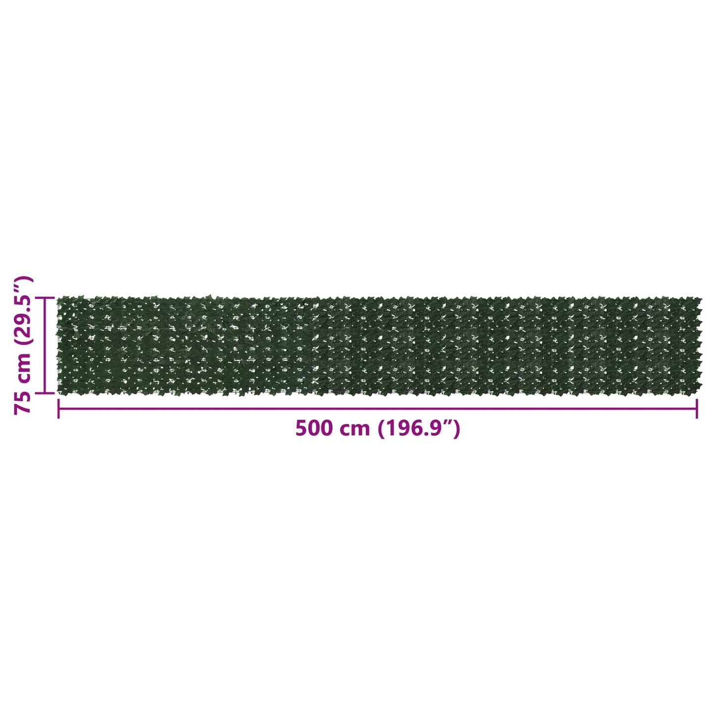 Balkong skjerm med blader Mørkegrønn 500 x 75 cm