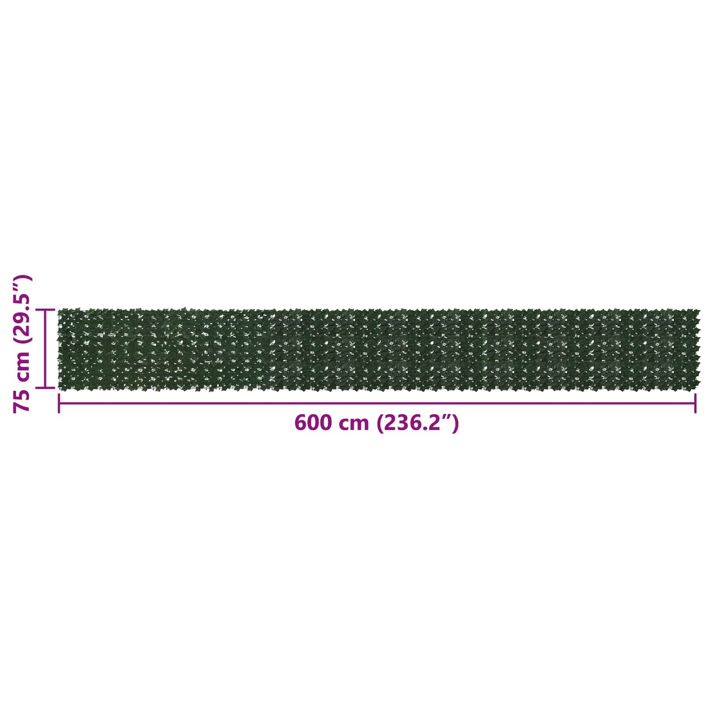 Balkong skjerm med blader Mørkegrønn 600 x 75 cm