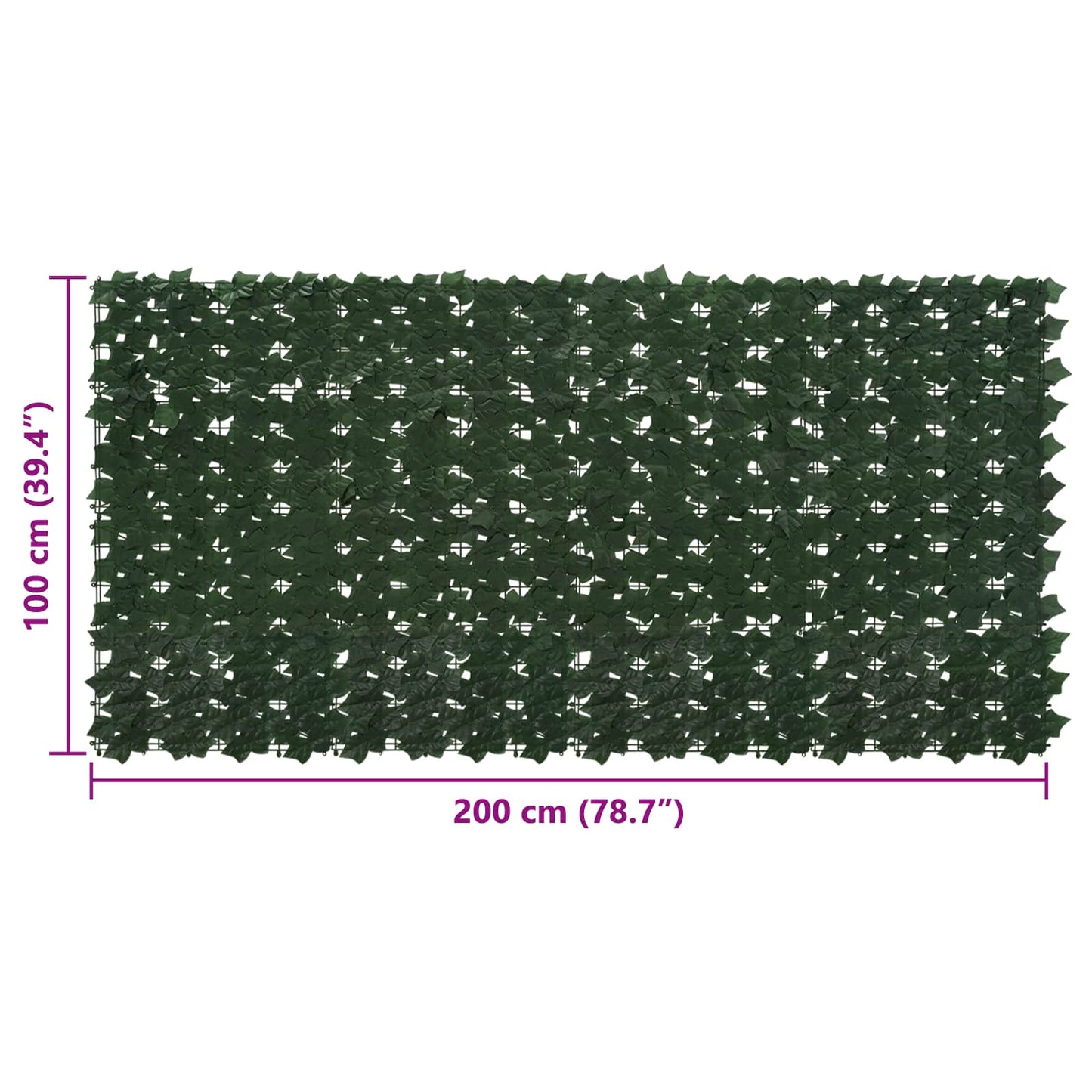 Balkong skjerm med blader Mørkegrønn 200 x 100 cm