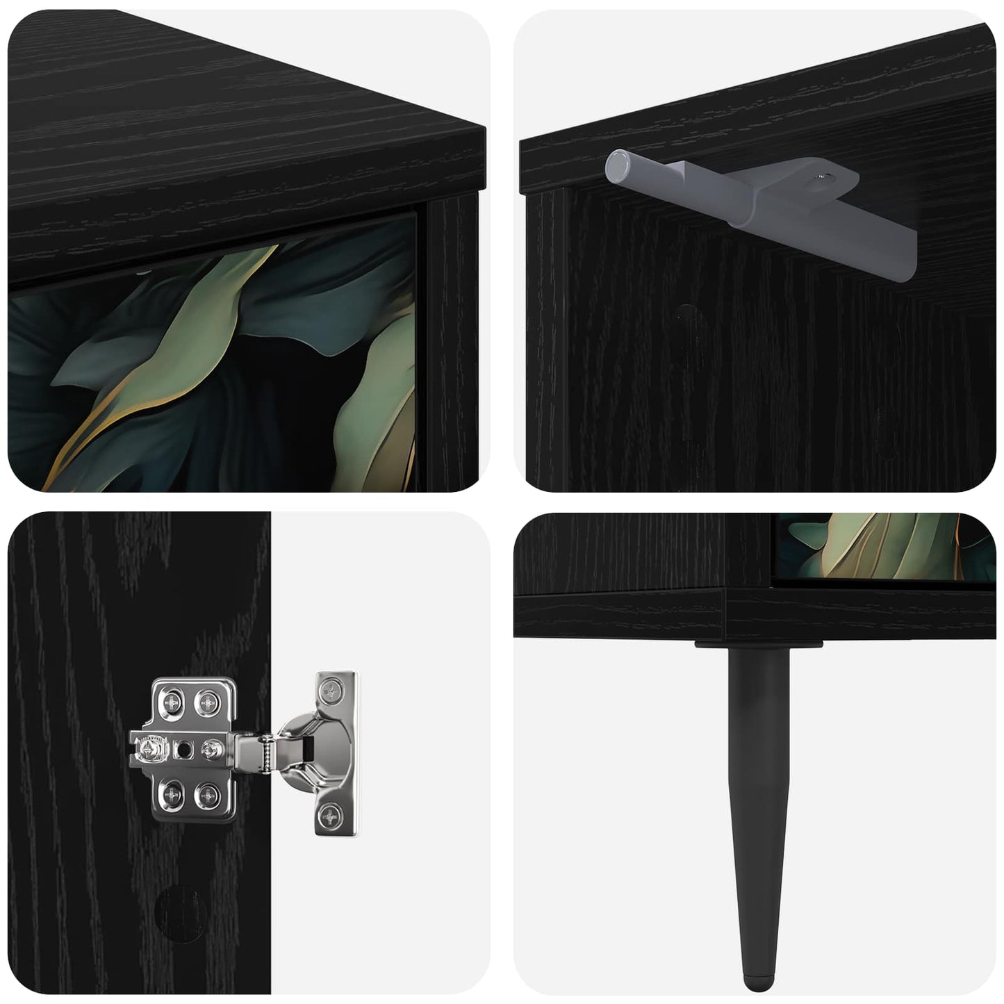 Nattbordskap LOCHEM 2 stk. Svart eik 36 x 33 x 51 cm