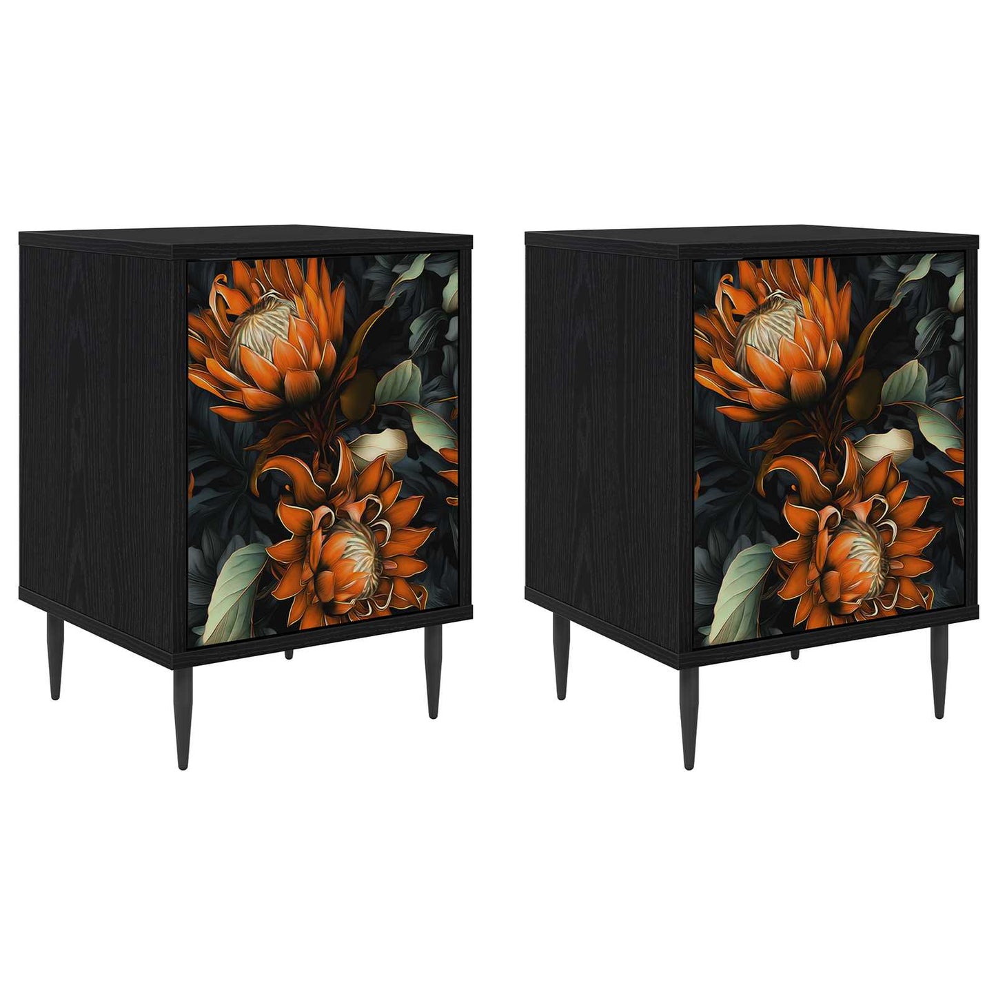 Nattbordskap LOCHEM 2 stk. Svart eik 36 x 33 x 51 cm