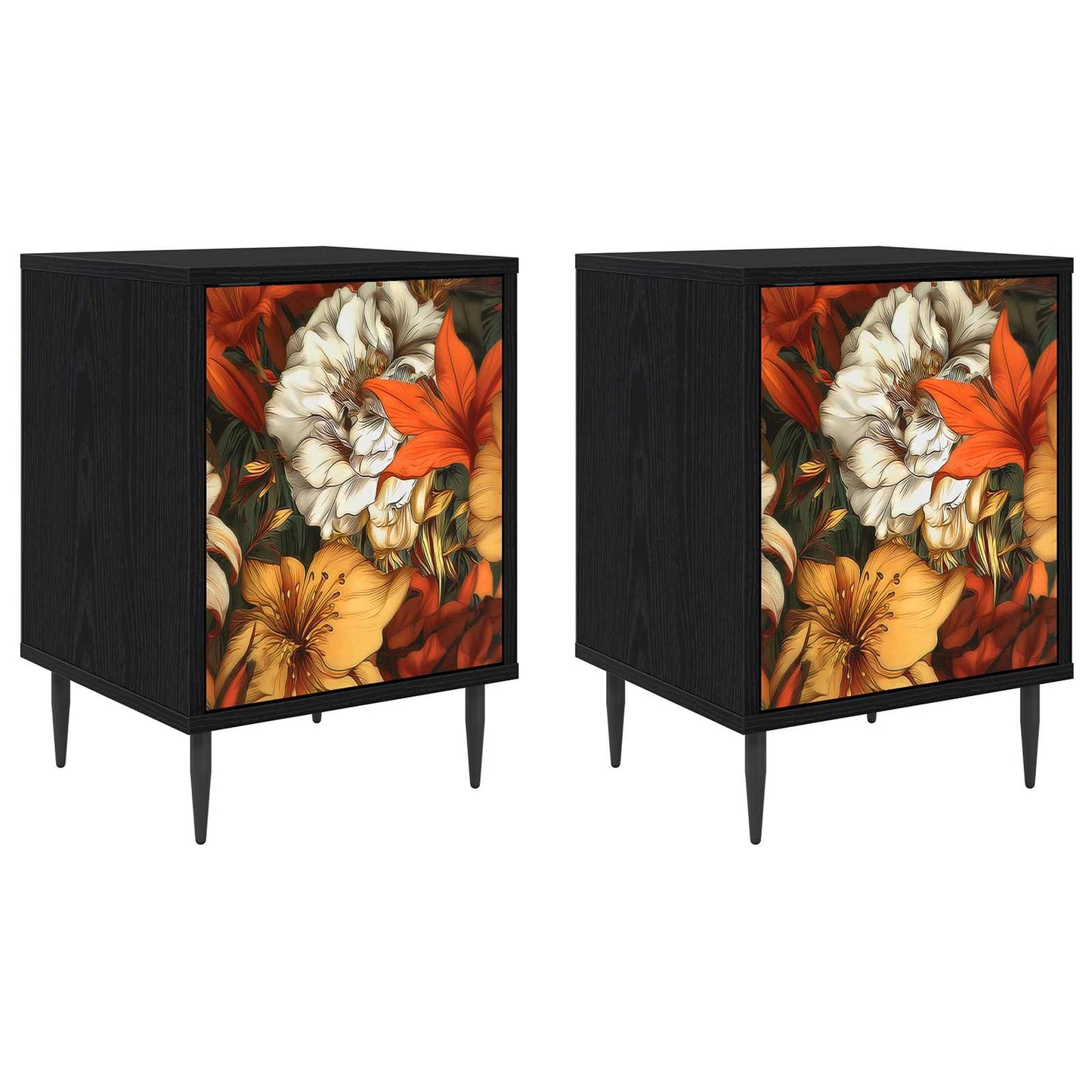 Nattbordskap GENNEP 2 stk. Svart eik 36 x 33 x 51 cm