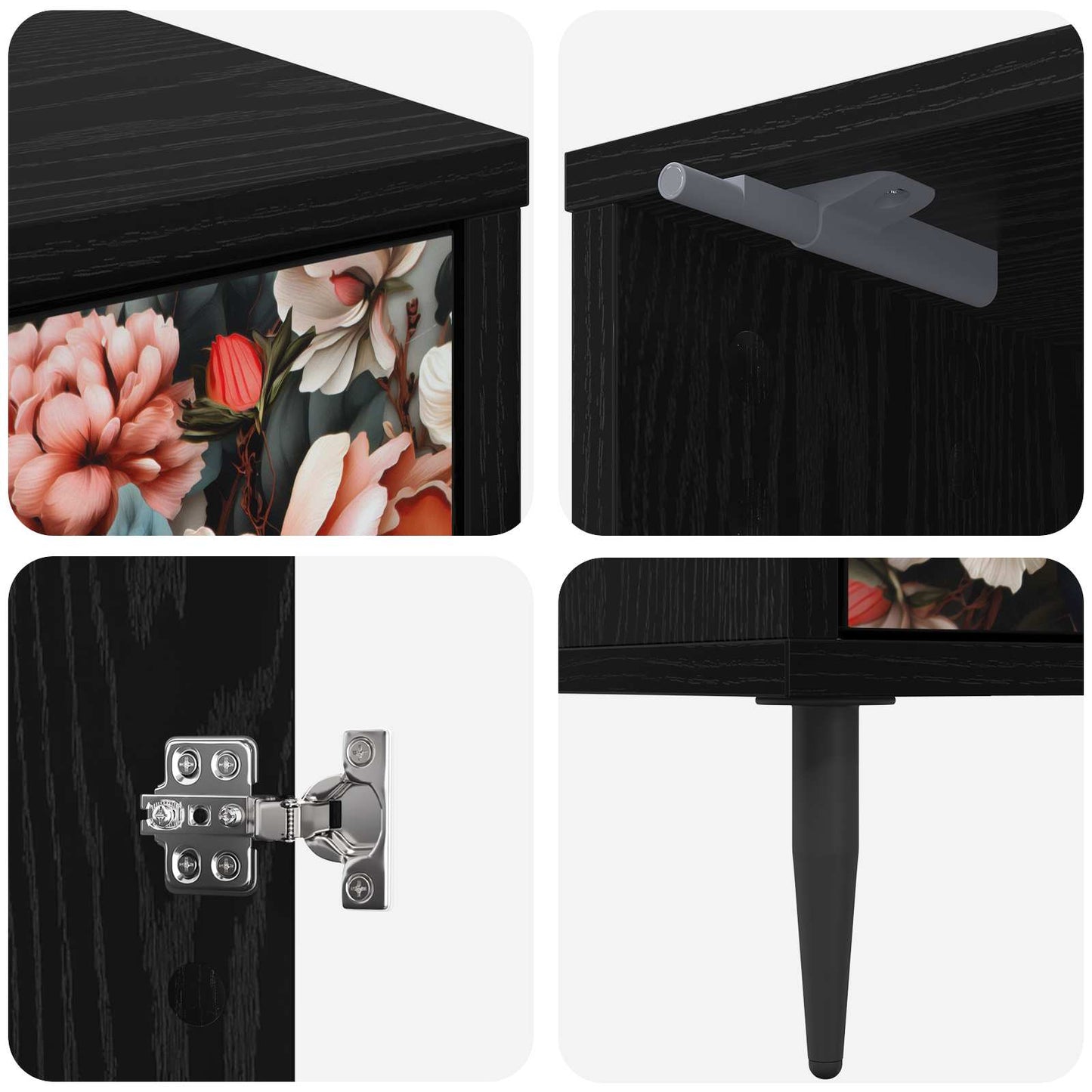 Nattbordskap BORNE 2 stk. Svart eik 36 x 33 x 51 cm