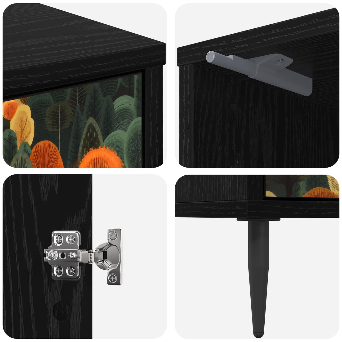 Nattbordskap ZAANDAM Svart eik 36 x 33 x 51 cm Konstruert tre