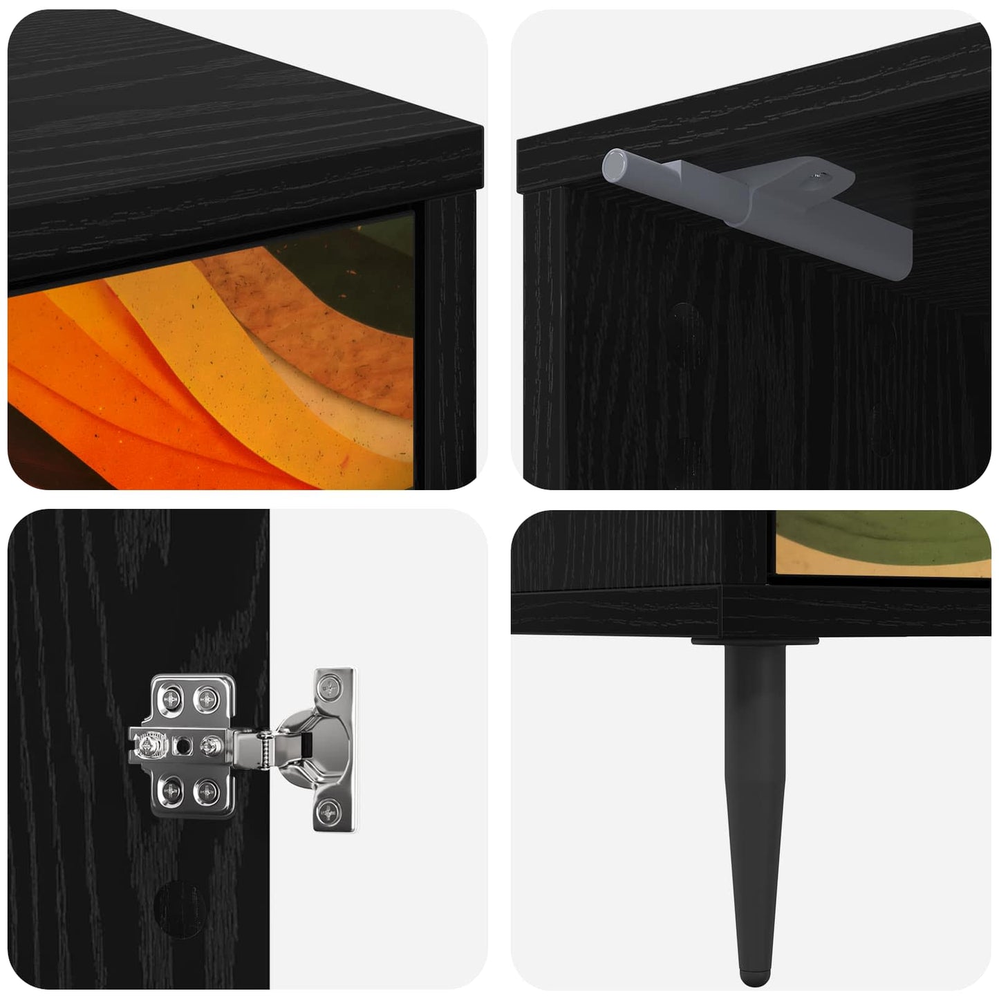 Nattbordskap BONN Svart eik 36 x 33 x 51 cm Konstruert tre
