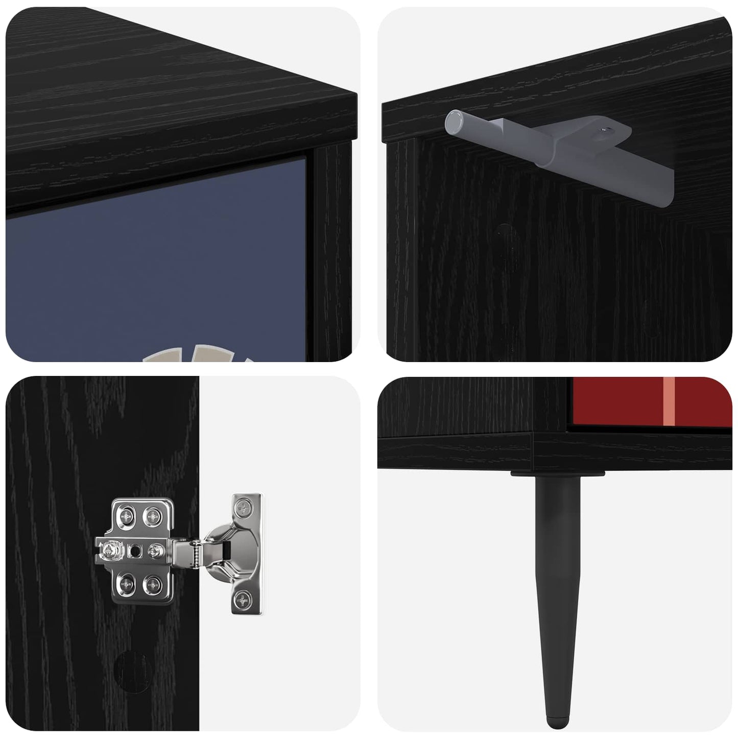 Nattbordskap ESSEN Svart eik 36 x 33 x 51 cm Konstruert tre