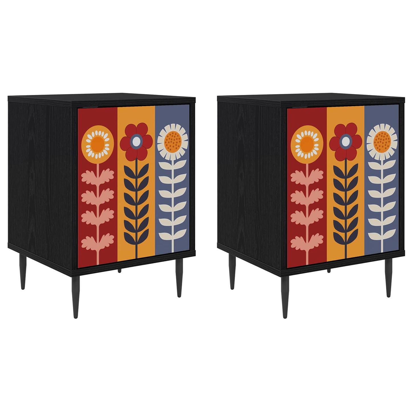 Nattbordskap ESSEN 2 stk. Svart eik 36 x 33 x 51 cm