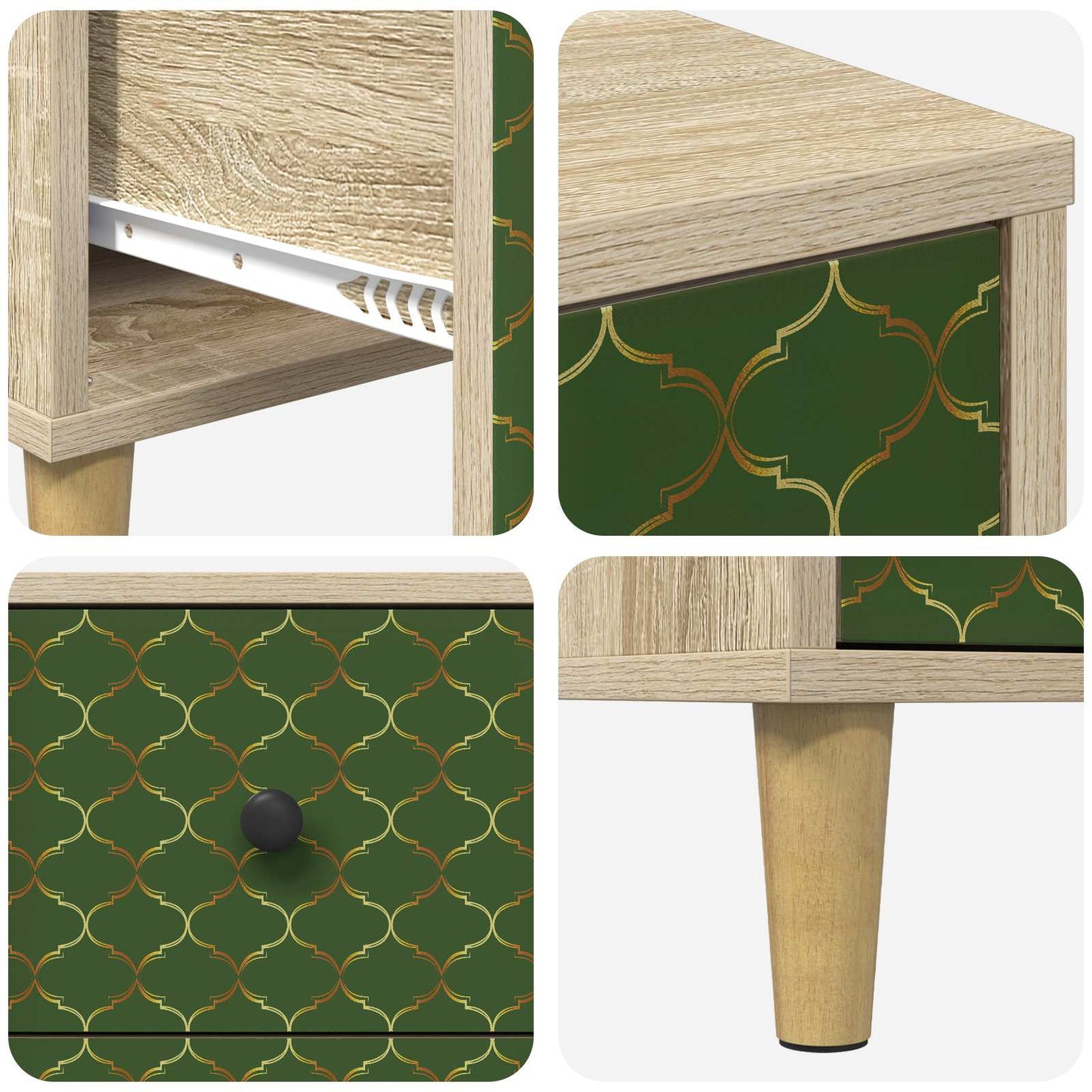 Nattbordskap GELEEN 2 stk. Sonoma eik 36 x 33 x 60 cm