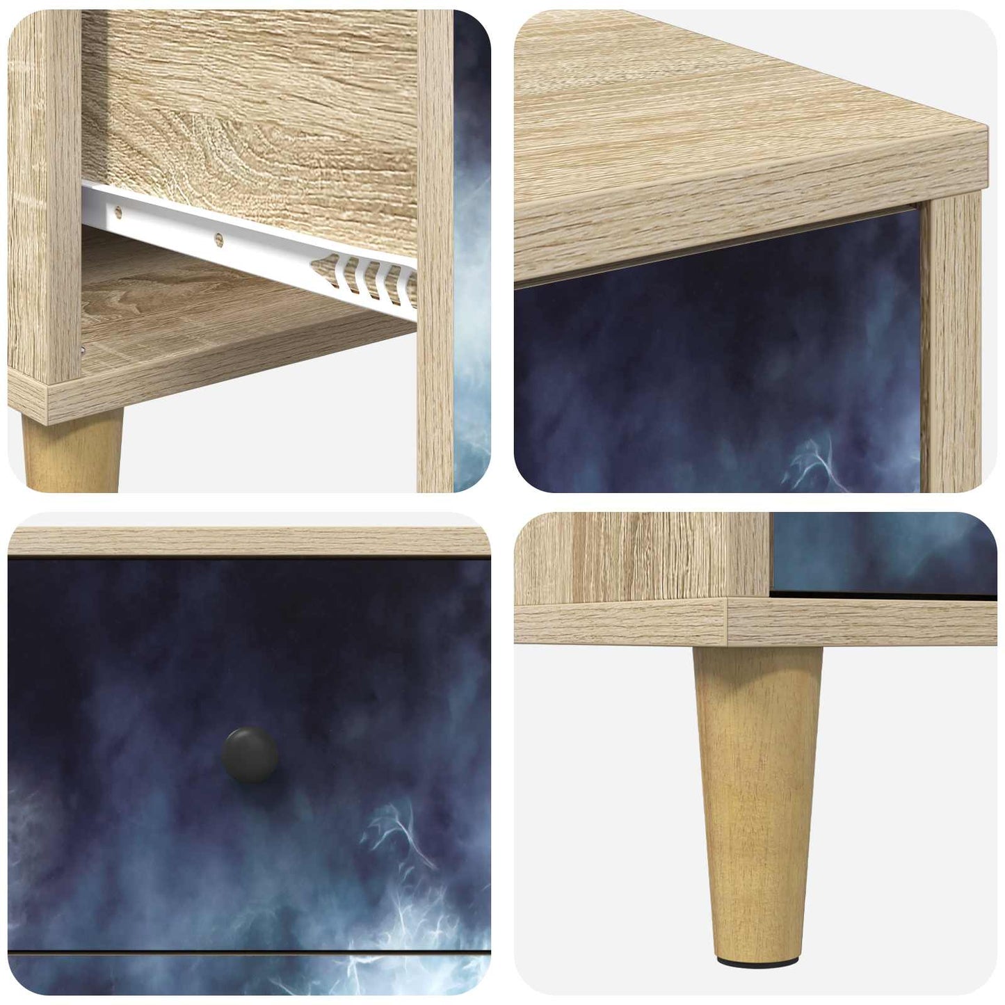 Nattbordskap RAALTE Sonoma eik 36 x 33 x 60 cm Konstruert tre