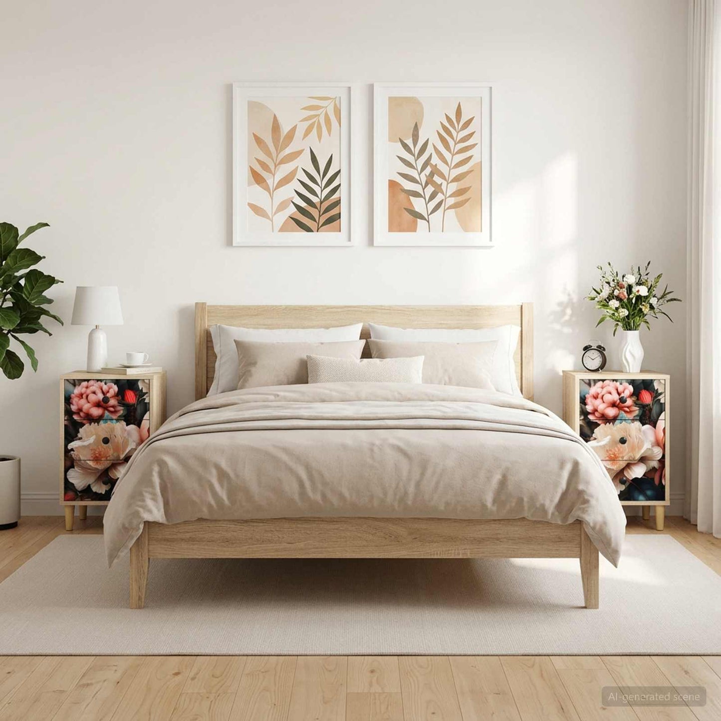 Nattbordskap BORNE 2 stk. Sonoma eik 36 x 33 x 60 cm