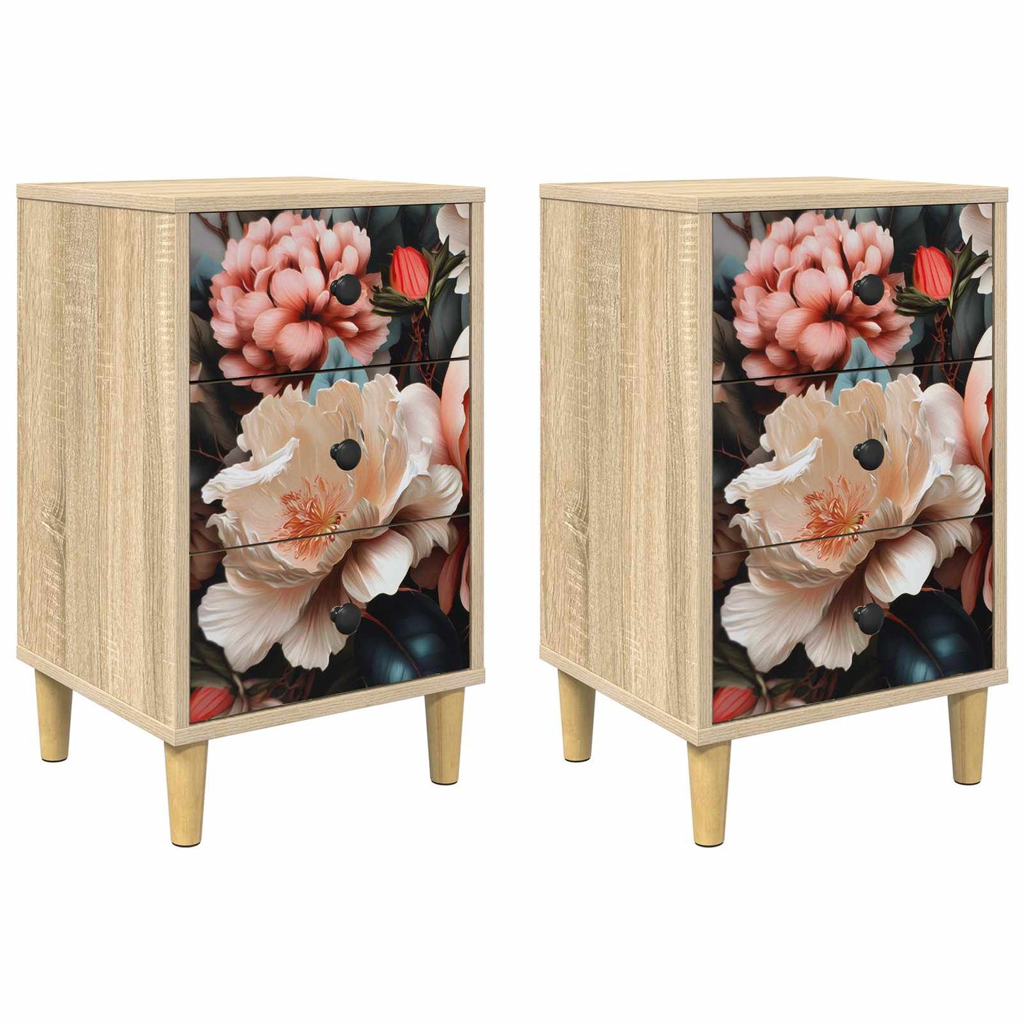 Nattbordskap BORNE 2 stk. Sonoma eik 36 x 33 x 60 cm