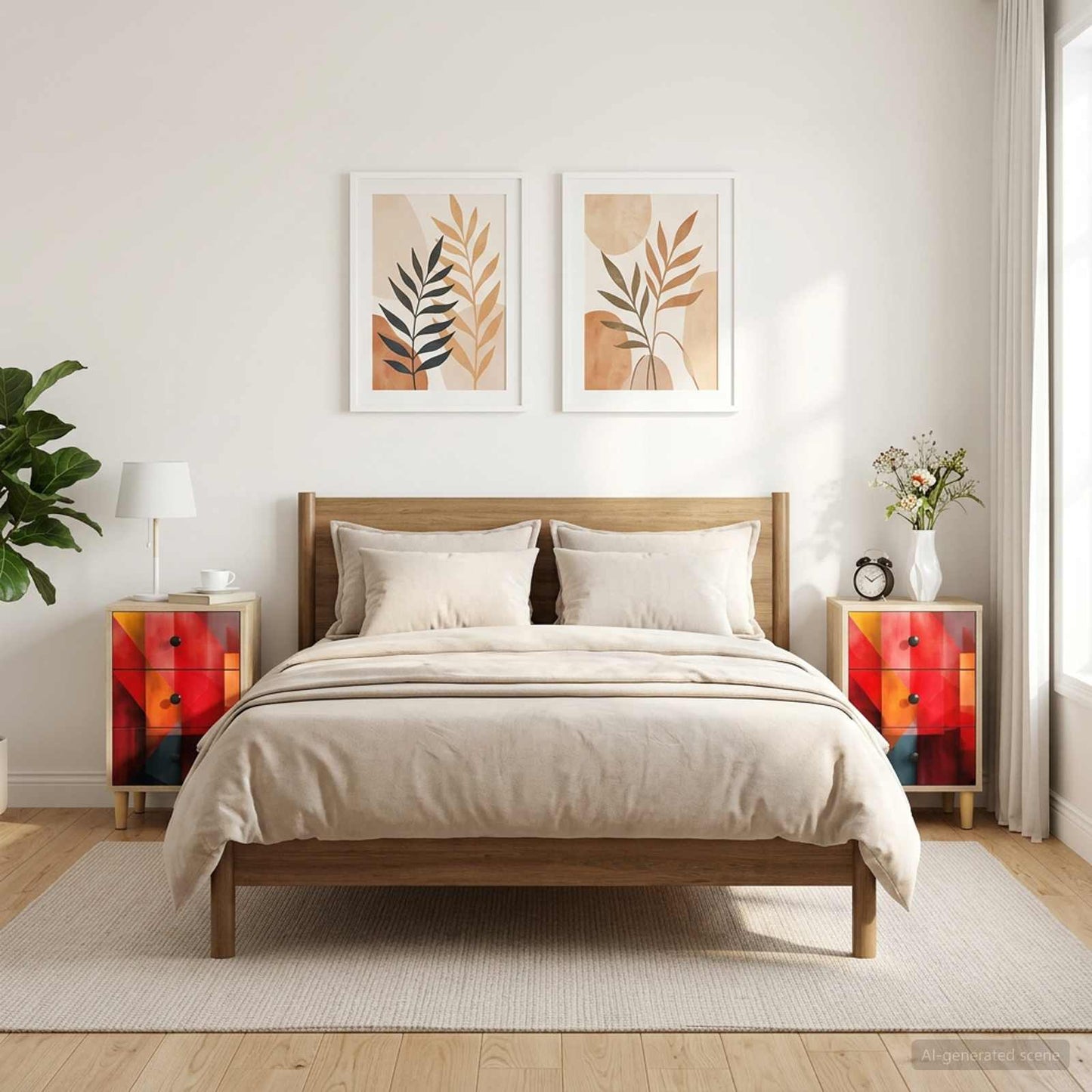 Nattbordskap HEESCH 2 stk. Sonoma eik 36 x 33 x 60 cm