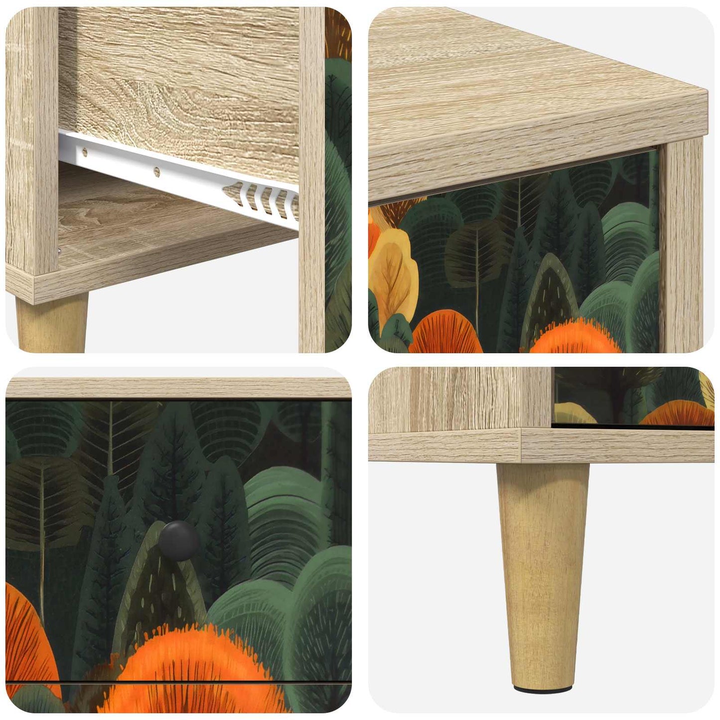 Nattbordskap ZAANDAM Sonoma eik 36 x 33 x 60 cm Konstruert tre