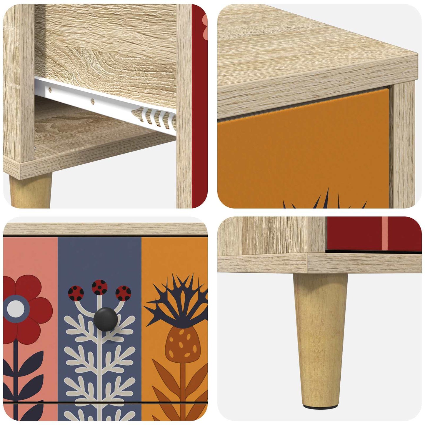 Nattbordskap ESSEN Sonoma eik 36 x 33 x 60 cm Konstruert tre