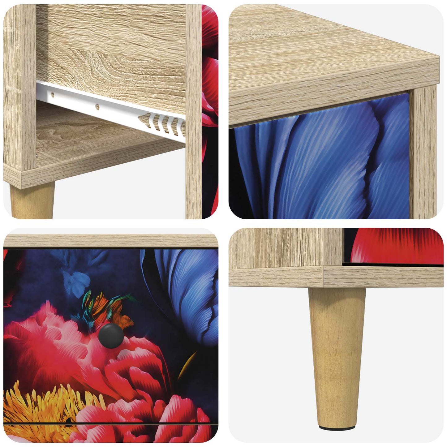 Nattbordskap KIEL 2 stk. Sonoma eik 36 x 33 x 60 cm